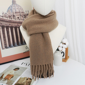 מחיר סיטונאי לוגו מותאם אישית לסרוג תערובת צמר וקשמיר צימר צעיף אופנתי oem odm בחורף אביזר לנשים - Product Image 5