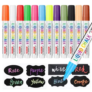 Fast Delivery 6 mm Chalk Marker 8 12 24 Color Plastic Chalk Liquid Marker Pens For Whiteboard Chalkboard Metal