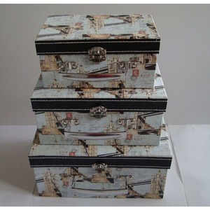 กล่องของขวัญทรงสี่เหลี่ยมสามชิ้นสไตล์วินเทจ ชุดกล่องของขวัญสวยงาม ปรับแต่งได้ตามความต้องการ - Product Image 3