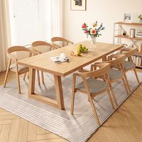 Table à manger rectangulaire en bois, ensemble table et chaises multifonctionnel, mobilier intégré pour petit salon domestique
