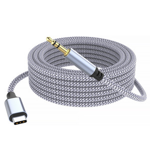 <b>USB</b> <b>C</b> to 3.5mm Ylon Braided Aux Cable (6.5ft), Type <b>C</b> to Male <b>Adapter</b> Stereo Extension Audio Cord for iPhone 15 Pro Max S23 - Product Image 1
