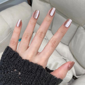 Venta caliente usable corto cristal ojo de gato puntas de uñas de gama alta brillante romántico pasta de frijol rojo uñas postizas desmontables - Product Image 6