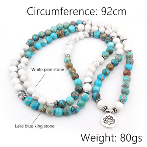 <span class=keywords><strong>Mala</strong></span> חרוזים 108 טבעי אבני חן 8mm צבעוני אנרגיה אבן צמיד תכשיטי חרוזים שרשרת בודהה לוטוס מחרוזת צמיד - Product Image 2