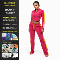 Nouvelle Collection 2026 – Ensembles Coordonnés Personnalisables avec Logo – Survêtement Décontracté en Velours Y2K – Ensemble de Sport 2 Pièces en Velours Zippé pour Femme