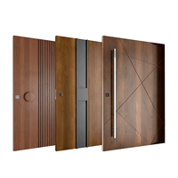 Portes d'entrée en bois massif à motif chevron personnalisées par le fabricant avec panneaux latéraux, portes pivotantes en bois chevron pour maisons
