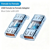 Adaptateur d'extension USB 3.2 femelle-femelle 10G 60W, connecteur de synchronisation de données à coque transparente pour extension de câble d'ordinateur