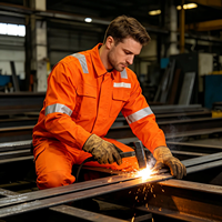 Combinaison de travail orange haute visibilité, résistante au feu, certifiée EN, 2 pièces, anti-étincelles, antistatique, avec bande réfléchissante, veste FR et pantalon cargo