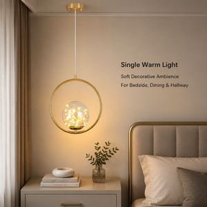 Lámpara colgante moderna de metal con anillo, altura ajustable, LED, cristal, para dormitorio, comedor, decoración del hogar. - Product Image 4