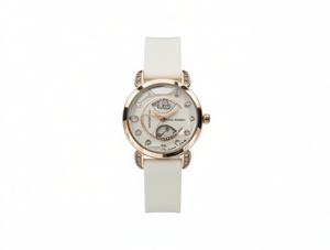 Orologio al Quarzo da Donna Hyf con Quadrante Decorato con Diamanti e Strass, Cinturino in Silicone Bianco, Elegante Orologio Analogico Rotondo alla Moda - Product Image 1