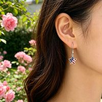 Boucles d'oreilles pendantes étoile drapeau américain en argent émaillé, bijoux patriotiques pour femmes, mode de fête, Jour de l'Indépendance