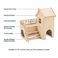 Maisonnette pour petits animaux YAOYUE en bois naturel avec plateforme, escalier et cachette pour hamsters, souris et gerbilles, tailles S-XL