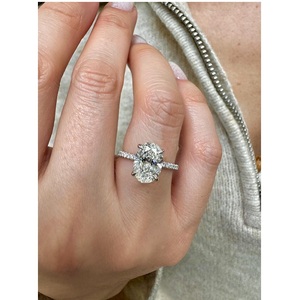 2 Carat Oval Lab Grown Diamond Engagement <b>Ring</b> Solid 14K Gold <b>Thin</b> Band Minimalist Solitaire Bridal Wedding for Certified VVS-VS - Product Image 3