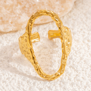 Geometric Irregular <b>Open</b> <b>Rings</b> For Women Stainless Steel Colorfast European Style Fashion Jewelry Gift - Product Image 2