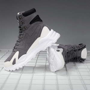 Logo de la marque personnaliser hommes mode baskets décontractées hiver chaud haut en peluche bottes en cuir blanc sport chaussures de marche pour homme - Product Image 5