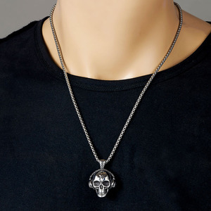 ホップロックパンクヴィンテージイヤホン防水ステンレススチールファッションジュエリーペンダントネックレス男性用卸売 - Product Image 2