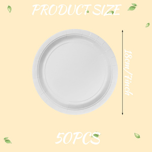 Assiettes en papier biodégradables éco-responsables de 18 cm, creuses, jetables, pour traiteur, vaisselle personnalisée, logo privé, fête, camping - Product Image 2