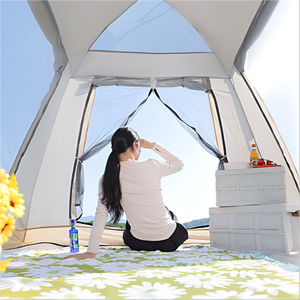 Tente <span class=keywords><strong>de</strong></span> <span class=keywords><strong>camping</strong></span> sauvage quatre saisons pour l'extérieur, une chambre, double fonction, peut servir <span class=keywords><strong>de</strong></span> tapis <span class=keywords><strong>de</strong></span> sol, pour 3-4 personnes, entièrement automatique, portable, imperméable - Product Image 6
