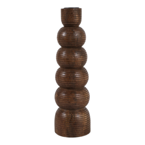 Porte-bougie empilable côtelé en bois de manguier 12 pouces pour la décoration intérieure, salon, chambre, cuisine, coiffeuse - Product Image 4