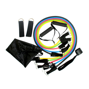 Ensemble de 11 bandes de résistance élastiques pour entraînement de <span class=keywords><strong>musculation</strong></span>, 5 niveaux, avec poignées, pour usage domestique, en latex - Product Image 1
