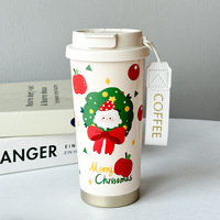 Gobelet isotherme classique de Noël en acier inoxydable pour étudiant, motif renne, grande capacité, tasse de voyage portable - Édition limitée Noël