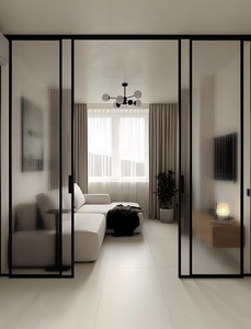 <span class=keywords><strong>Porte</strong></span> intérieure en verre moderne pour chambre à coucher, style coulissant à 4 panneaux, cadre fin en aluminium, double vitrage, <span class=keywords><strong>porte</strong></span> de séparation en verre trempé - Product Image 5