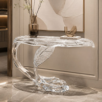 Table console en acrylique effet glace, design veine de feuille, luxe léger, pour entrées, villas, salons, halls d'hôtel, couloirs, maison