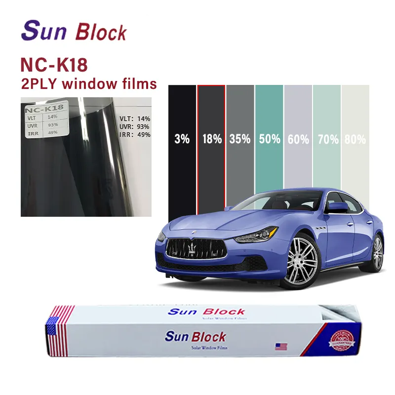 OEM / ODM Film d'isolation thermique 3M NC-K18 pour vitres de voiture Film primaire PET 2 plis Film teinté résistant aux rayures pour vitres solaires pour voiture