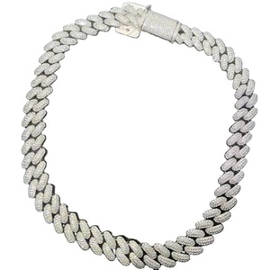 Cadena Cubana de 18mm con Moissanita, Chapada en Oro de 22k y Plata, 22 Pulgadas de Diámetro, Collar Vintage Estilo Hip Hop - Product Image 1