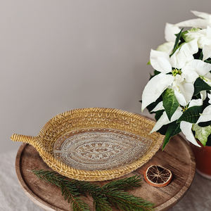 Résine imitation rotin tissé feuilles boîte de rangement plateau à café tasse de thé <span class=keywords><strong>tapis</strong></span> décoration - Product Image 2