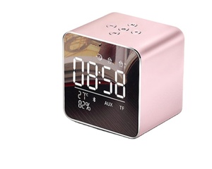 Altavoces cúbicos V9, reloj despertador dual, altavoz BT TF aux, altavoces mini con caja de metal, altavoz con pantalla de temperatura y tiempo - Product Image 2