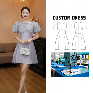 3876 <span class=keywords><strong>Jin</strong></span> Fen Shi Jia Elegante Abito di Alta Gamma con Paillettes, Vita Stretta, Vestibilità Slim, Linea ad A, Maniche Corte, Stile Francese di Nicchia per Celebrità - Product Image 1