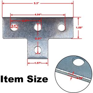 MISA Single-Side T Shaped Metal Steel Connector <b>Bracket</b> Zinc Plated 4 Hole 1-5/8 in Strut Channel Fit for 1/2 in Bolt 6 Pack - Product Image 2