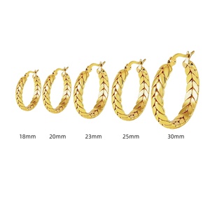 Pendientes de Acero Inoxidable con Diseño de <span class=keywords><strong>Trigo</strong></span>, Estilo Europeo Americano, Elegantes, de Lujo Discreto, Pequeños, Ovalados, Moda Francesa, Populares en Internet, Tipo Aro - Product Image 4