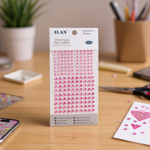 Adesivi con strass ILAN 3-6 mm rosa semisferici circa 275 pezzi Colore 06 - Product Image 2