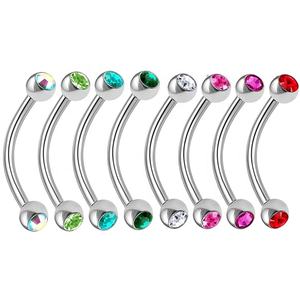 Nouvel arrivage Gaby : Bijou de <span class=keywords><strong>piercing</strong></span> pour langue ERL en acier coloré, barre incurvée à extrémité sphérique, motif yeux de serpent - Product Image 2