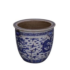 Vasi <span class=keywords><strong>di</strong></span> drago blu e bianco <span class=keywords><strong>in</strong></span> ceramica antichi dipinti a <span class=keywords><strong>mano</strong></span> antichi ornamenti a cilindro <span class=keywords><strong>in</strong></span> ceramica per la decorazione d'interni - Product Image 3