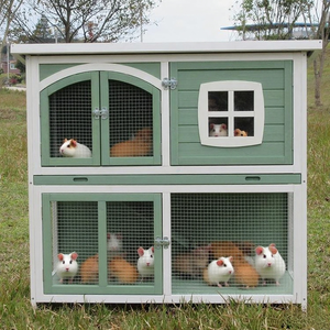 Conejo conejito de madera de dos niveles o conejillo de indias Casa de mascotas de fácil acceso <span class=keywords><strong>para</strong></span> limpiar muebles en venta - Product Image 3