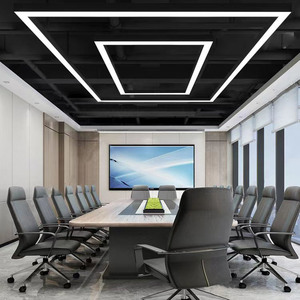 Modernes rechteckiges hängendes Eisenlicht dekoratives langes Rohr-Hängeleuchte-LED-Linkabel-Linearlicht für Büro Shop Gym - Product Image 2