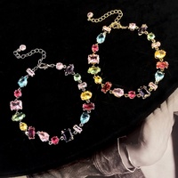 Rainbow Baguette CZ Tennisarmband, veelkleurige rechthoekige kristallen schakelarmband Damesmode Feestsieraden