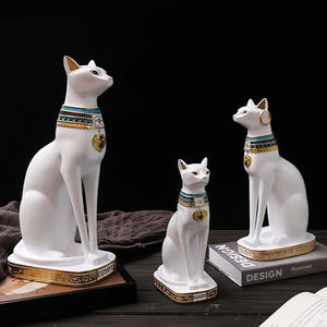 Estatuas de gatos egipcios talladas a mano estatua de animales decoración resina gatos blancos figuritas para el hogar Decoración del Hogar África Artificial A178 - Product Image 3