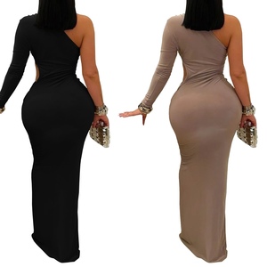 ชุดเดรสสีพื้นเข้ารูปเปิดไหล่แนวเซ็กซี่ของผู้หญิงแฟชั่น - Product Image 2