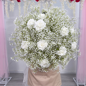 DKB Venta al por Mayor de Fábrica, Grandes Bolas de Flores Artificiales de Seda Blanca en 3D para Arreglos, Centros de Mesa y Decoración - Product Image 1