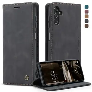 CaseMe Leather Fabric Trend Money Clip Classic Durable Men's Wallet Case for Samsung Galaxy A13 5G Clutch Cover for Samsung A13