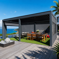 Pergola contemporaine en aluminium Sweet Home avec système de toit automatisé, gazebo bioclimatique imperméable et éclairage LED
