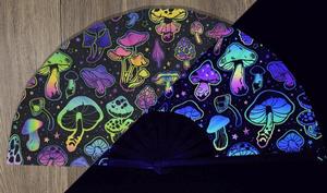 Grand éventail pliant traditionnel UV fluorescent, technique peinte, pour festivals, décoration intérieure, cadeau d'affaires, pour les fêtes arc-en-ciel - Product Image 5