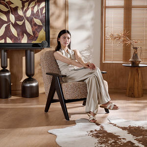 Modern Designer Sofa Chair Solid Wood <b>Frame</b> Ergonomic Upholstered Living Room Chair Single Seat Vintage Style Furniture - Product Image 4