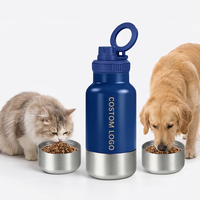 Bouteille d'eau pour chien en acier inoxydable personnalisée de 32 oz, double paroi isolée, distributeur de nourriture 2-en-1 pour chiot, pour les promenades, les voyages et les activités de plein air