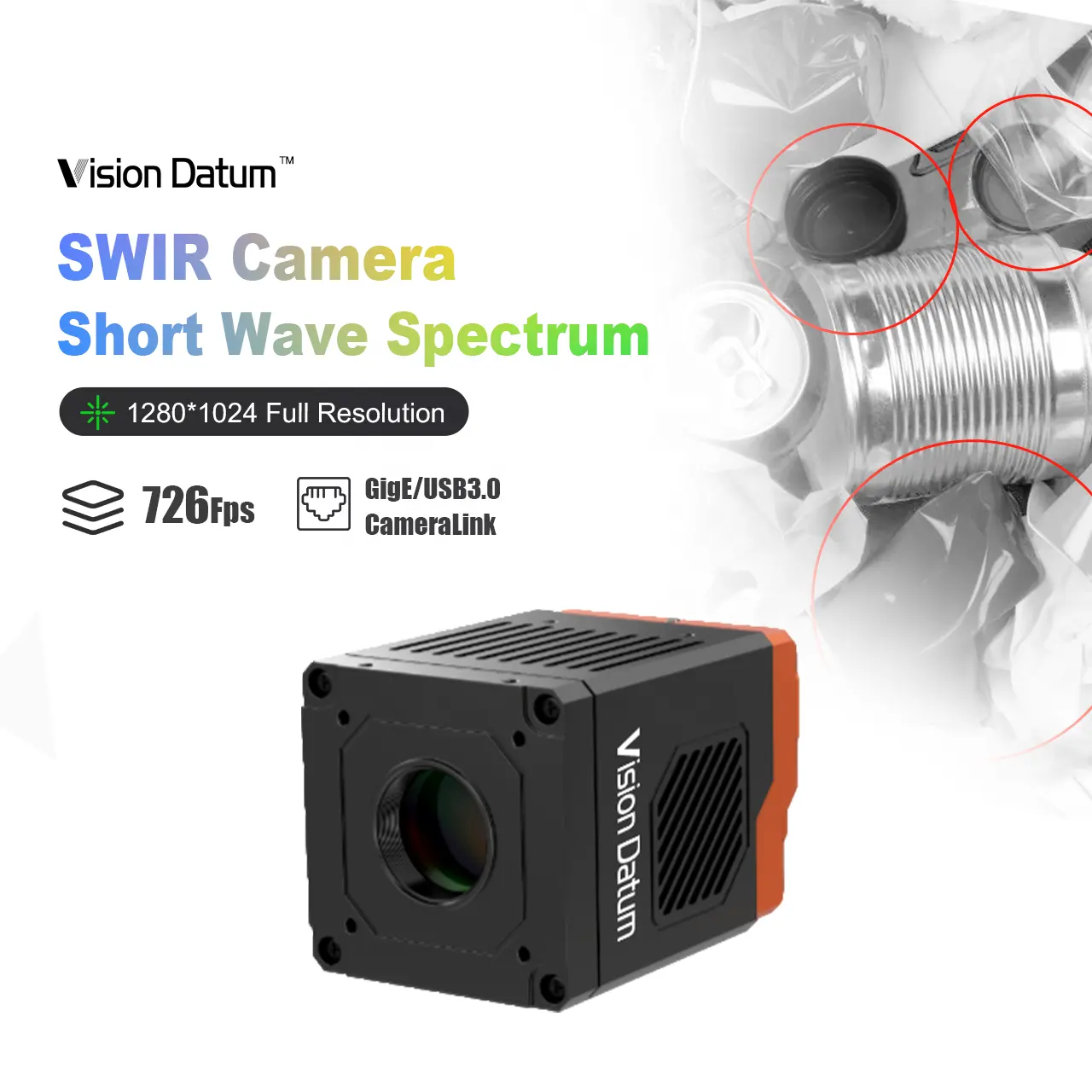 All'ingrosso 900-1700nm Area di scansione ad alta velocità onda corta immagine a infrarossi InGaAs swir fotocamera per il rilevamento della qualità