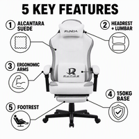 Chaise de jeu ergonomique en tissu, dossier haut, massage, pivotante à 360 degrés, chaise de bureau pour l'e-sport
