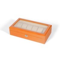 Boîte à montres MINEESI de luxe, orange brillant, 12 emplacements, protection écologique, résistante à l'eau, doublure en daim camel, étui à montres de qualité supérieure